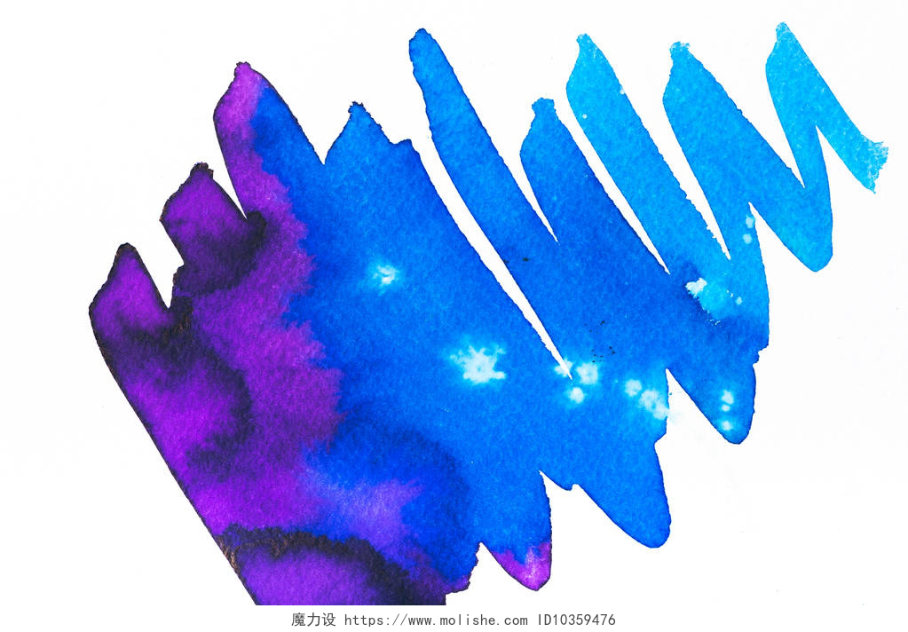 抽象绘画以明亮的蓝色和紫色刷子笔触在白色抽象绘画以明亮的蓝色和紫色刷子笔触在白色